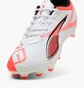 Бутсы унисекс Puma Ultra 5 Play Fg/Ag White/Orange 108169-01