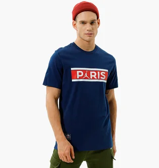 Футболка мужская Air Jordan T-Shirt Paris Saint-Germain Wordmark Blue DB6510-410