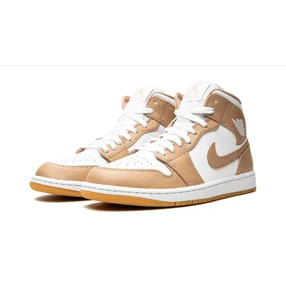 Кроссовки мужские Air Jordan 1 Mid White/Brown 554724-271