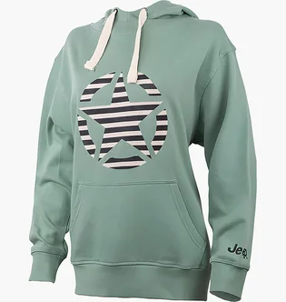 Худі унісекс Jeep Hooded Oversize Sweatshirt Star Striped Print Turquoise O102608-E854