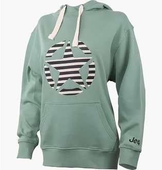 Худи унисекс Jeep Hooded Oversize Sweatshirt Star Striped Print Turquoise O102608-E854