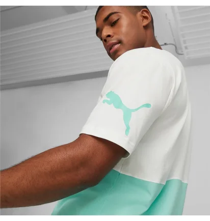 Футболка чоловіча Puma Power Colourblock White/Turquoise 673321-77