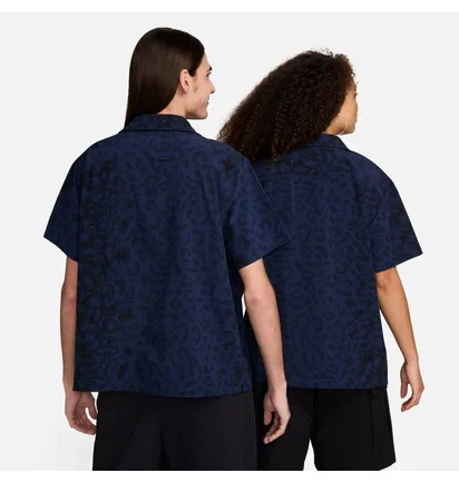 Рубашка унисекс Nike Sb Print Bowler Short-Sleeve Button-Down Skate Shirt Blue FN2595-410