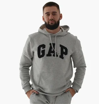 Худи мужское Gap Logo Hoodie Light Heather Grey 510981021