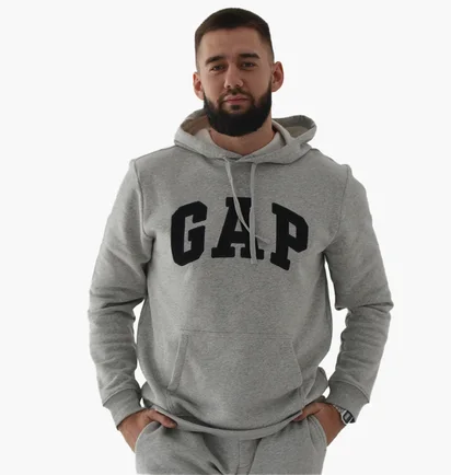 Худі чоловіче Gap Logo Hoodie Light Heather Grey 510981021