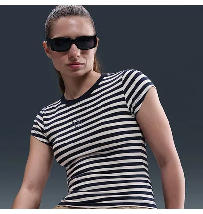 Футболка жіноча Nike Sportswear WomenS Tight Striped T-Shirt Blue/White IH8474-410