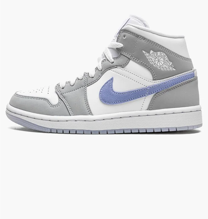 Кроссовки женские Air Jordan Wmns 1 Mid White/Grey BQ6472-105