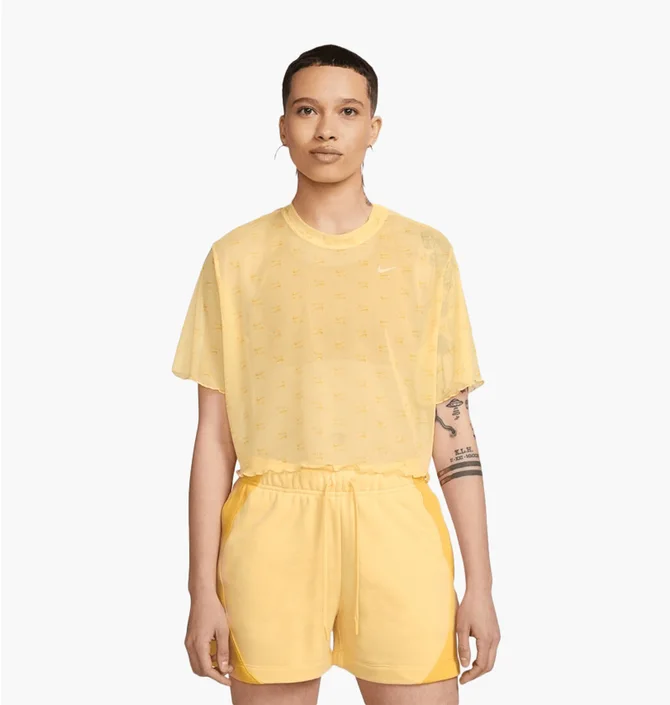 Футболка женская Nike Nsw Air Aop Mesh Crop Top Yellow DV8245-795