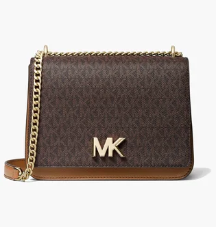 Сумка жіноча Michael Kors Mott Large Logo And Leather Shoulder Bag Brown 35T0GOXL3T-BROWN-11944