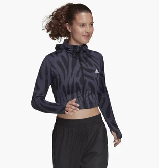 Лонгслив женский Adidas Run Icon Allover Print Long Sleeve Running Tee Black/Violet He0353