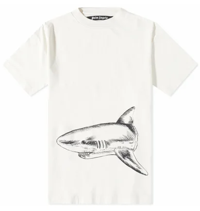 Футболка чоловіча Palm Angels Broken Shark Tee Beige PMAA001S23JER0010410