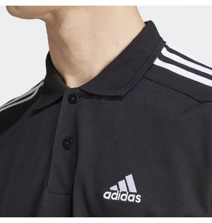 Поло мужское Adidas Essentials Piqué Embroidered Small Logo 3-Stripes Polo Shirt Black Ic9310