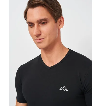 Футболка чоловіча Kappa Mezza Manica Scollo V Black K1316-NERO