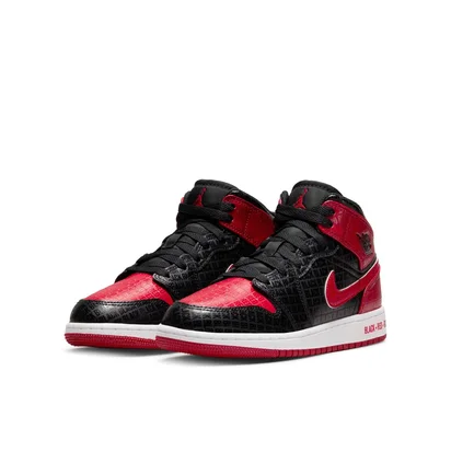Кросівки дитячі Air Jordan 1 Mid Black/Red Dm9650-001