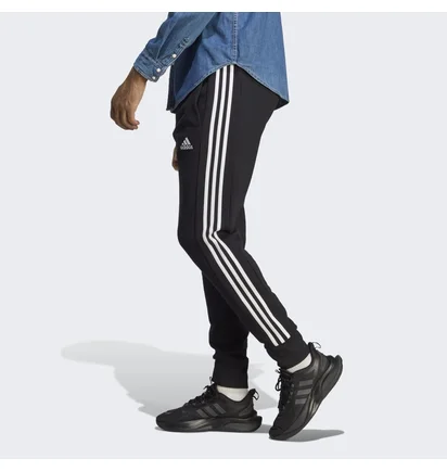 Штаны мужские Adidas Essentials French Terry Tapered Cuff 3-Stripes Pants Black Ha4337