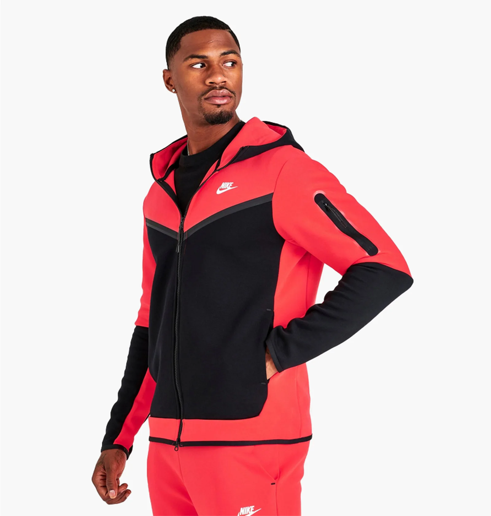 NIKE Tech Fleece テックフリース- Red/Black上下セット ᐉ Толстовка мужская Nike Sportswear Tech Fleece Taped Full-Zip