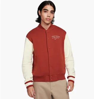 Бомбер мужской Nike Nsw Trend Varsity Jkt Flc Red HF0676-832