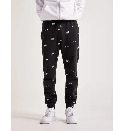 Штани чоловічі Nike Club Fleece Allover Print Brushed-Back Fleece Jogger Pants Black FB7437-011