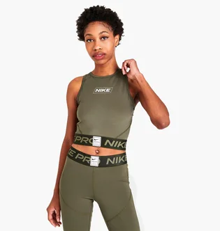Топ женский Nike Pro Dri-Fit Graphic Crop Tank Olive Dq5593-222
