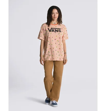 Футболка женская Vans Fruit Checkerboard Oversized Tee Beige/Peach VN0003V6BM5