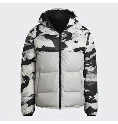Пуховик мужской Adidas Down Regen Camo Hooded Puffer Jacket Grey HK5030