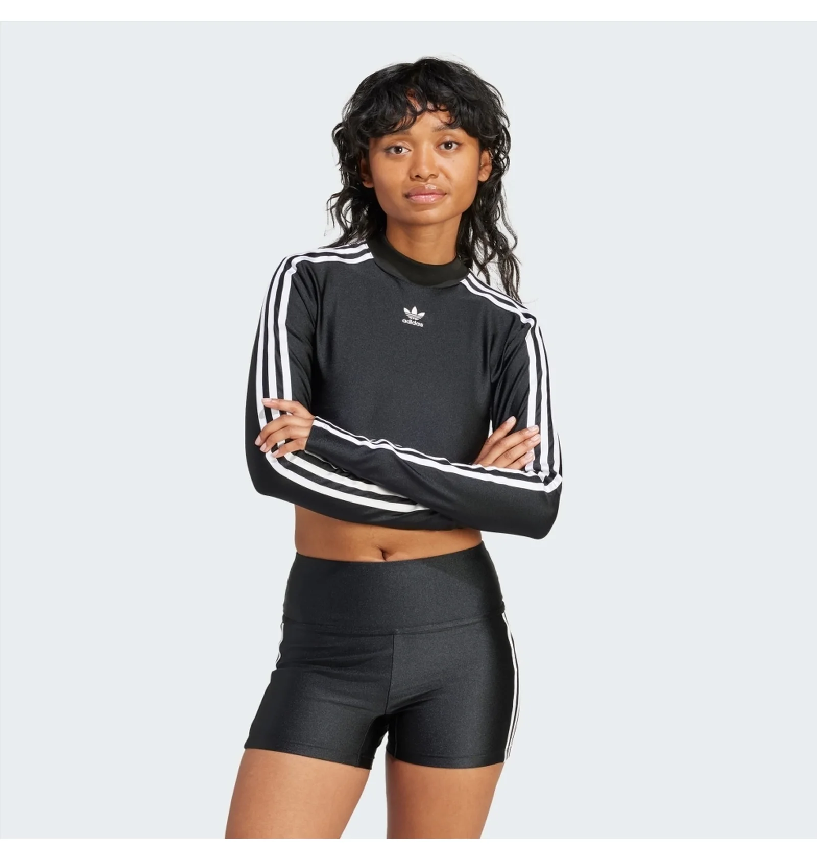 ᐉ Лонгслив женский Adidas 3-Stripes Cropped Long-Sleeve Top Black