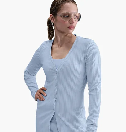 Кофта женская Nike Sportswear Chill Knit WomenS Slim Ribbed Cardigan Light Blue HJ1242-423