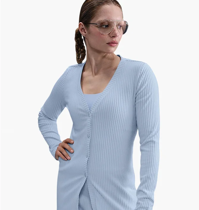 Кофта женская Nike Sportswear Chill Knit WomenS Slim Ribbed Cardigan Light Blue HJ1242-423