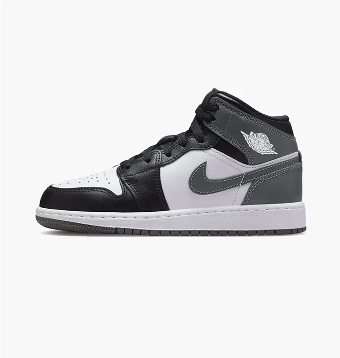 Кроссовки детские Air Jordan 1 Mid Big Black/Grey DQ8423-001