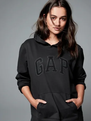 Худи женское Gap Logo Fleece Hoodie Black Moonless Night 254792421