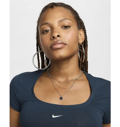 Футболка женская Nike Sportswear Chill Knit Short-Sleeve Square-Neck Top Blue FZ7990-478
