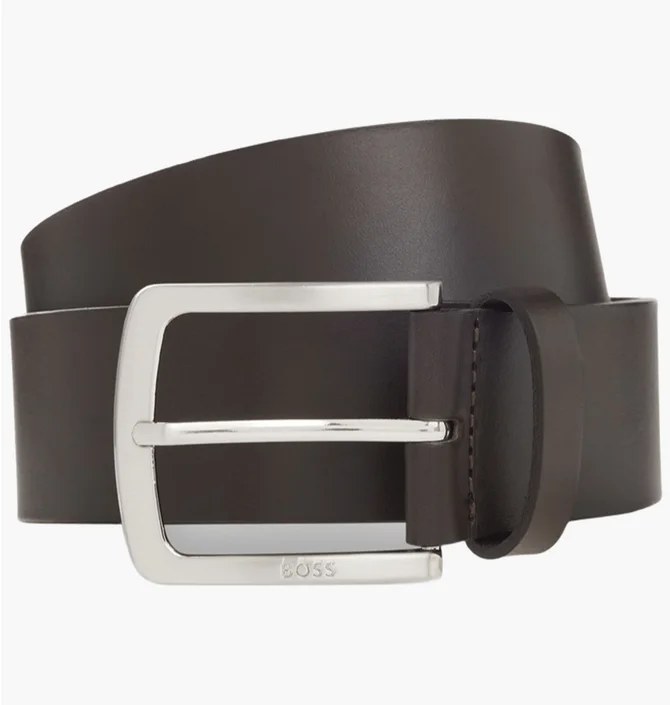 Ремень мужской Boss Italian-Leather Belt With Logo-Engraved Buckle Brown 50471321-202