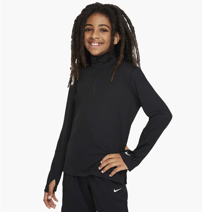 Кофта детская Nike Multi Older Dri-Fit Uv Long-Sleeve 1/2-Zip Top Black FN8375-010