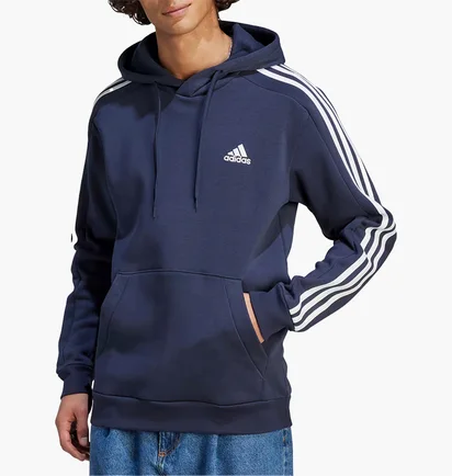 Худи мужское Adidas Hooded Sweatshirt Sportswear Essentials Fleece 3-Stripes Blue IJ6473