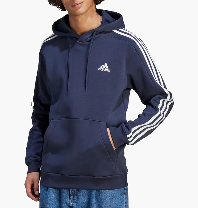 Худи мужское Adidas Hooded Sweatshirt Sportswear Essentials Fleece 3-Stripes Blue IJ6473