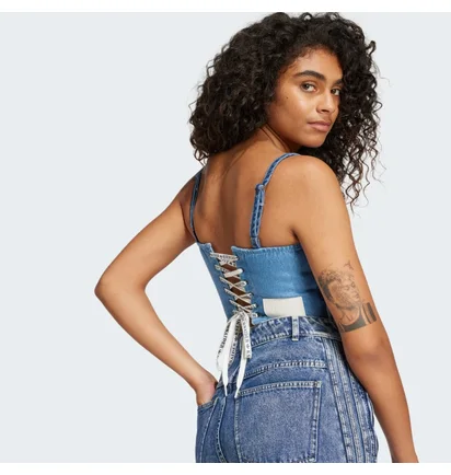 Топ женский Adidas Denim Corset Blue IW5671
