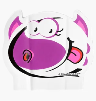Шапочка для плавания детская Aqua speed Zoo Rex Latex 5709 White/Violet 116-REX