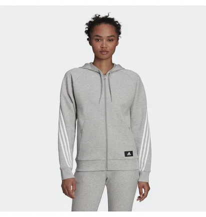 Толстовка женская Adidas Sportswear Future Icons 3-Stripes Hooded Track Top Grey H57289