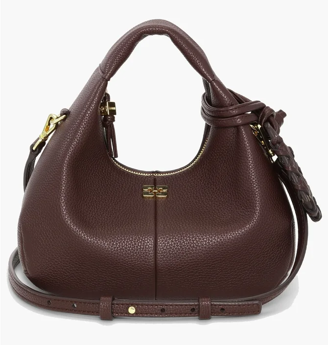 Сумка жіноча GANNI Brown Mini Hobo Bag Bordo A7102