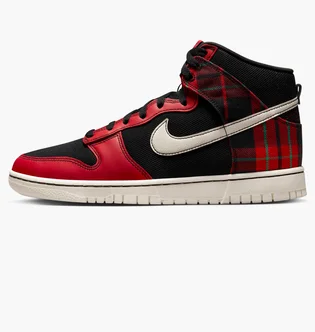 Кросівки чоловічі Nike Dunk High Retro Se Plaid Casual Shoes Black/Red Dv0826-001