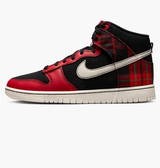 Кроссовки мужские Nike Dunk High Retro Se Plaid Casual Shoes Black/Red Dv0826-001