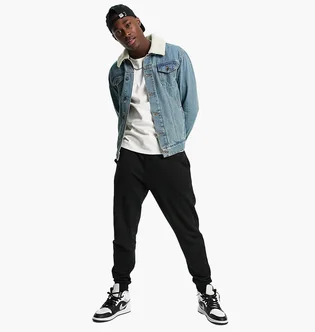 Джинсовка чоловіча Asos Asos Design Denim Jacket With Detachable Borg Collar Blue 109693753