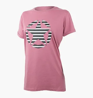 Футболка женская Jeep T-Shirt Oversize Star Striped Print Turn Pink O102613-P490