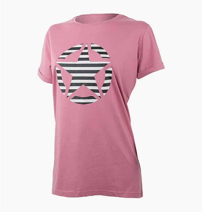 Футболка женская Jeep T-Shirt Oversize Star Striped Print Turn Pink O102613-P490
