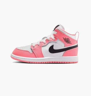 Кроссовки детские Air Jordan 1 Mid Little Kids Shoes Pink/White DQ8424-602