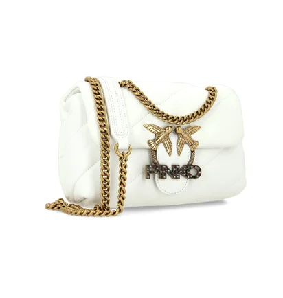 Сумка жіноча Pinko Leather Messenger Bag Love Mini Puff Jewel - Crossbody Bag White 1P222X-Y6Y3