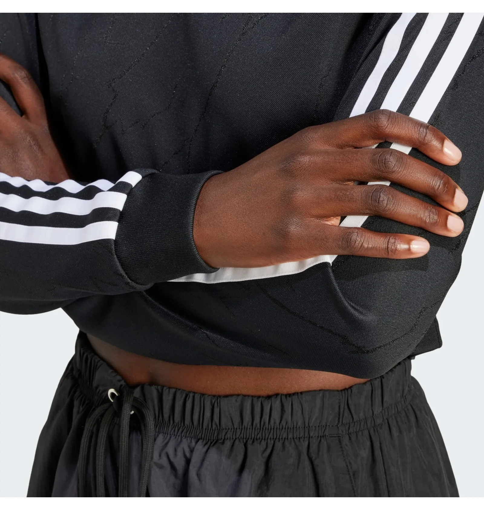 トップス ESLOW SHEERED JERSEY LAYERED LONG sleeve ᐉ Лонгслів жіночий Adidas Long Sleeve Cropped Jersey Black IT9707