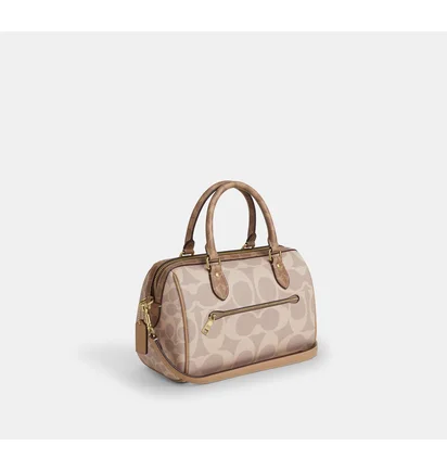 Сумка жіноча COACH Rowan Satchel Bag In Blocked Signature Canvas Beige CY679