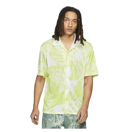 Рубашка мужская Air Jordan Flight Men'S Printed Short-Sleeve Button Down Grey/Green CZ4734-352