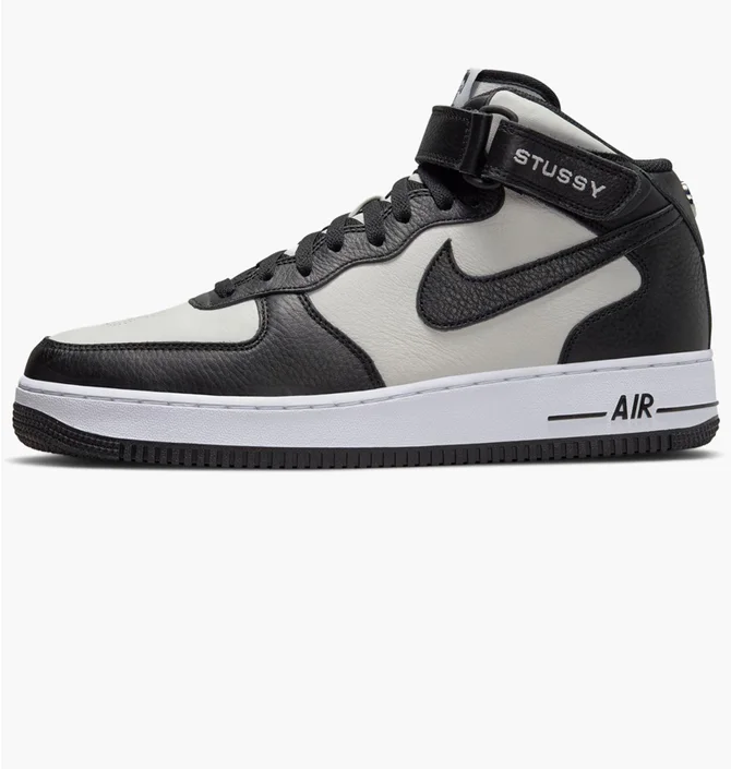 Кроссовки мужские Nike X Stüssy Air Force 1 07 Mid Casual Shoes Black/Grey DJ7840-002